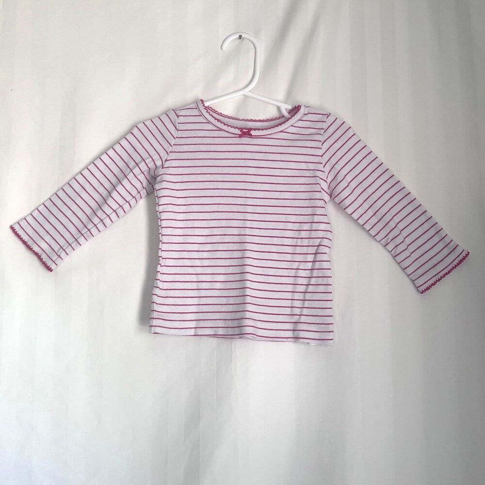 Carter's Toddler Girls Long Sleeve Red White Striped Jersey Tee Shirt 18M
